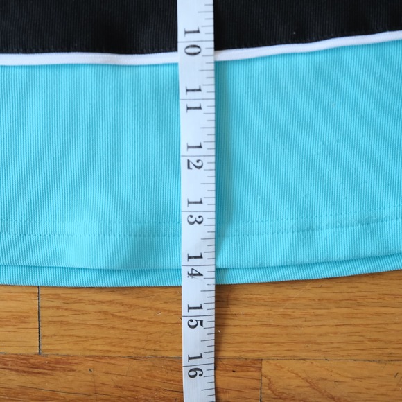 Guess Mini Skirt Women Black Blue Colorblock Ribbed Retro Size M Vintage Style - Picture 6 of 8
